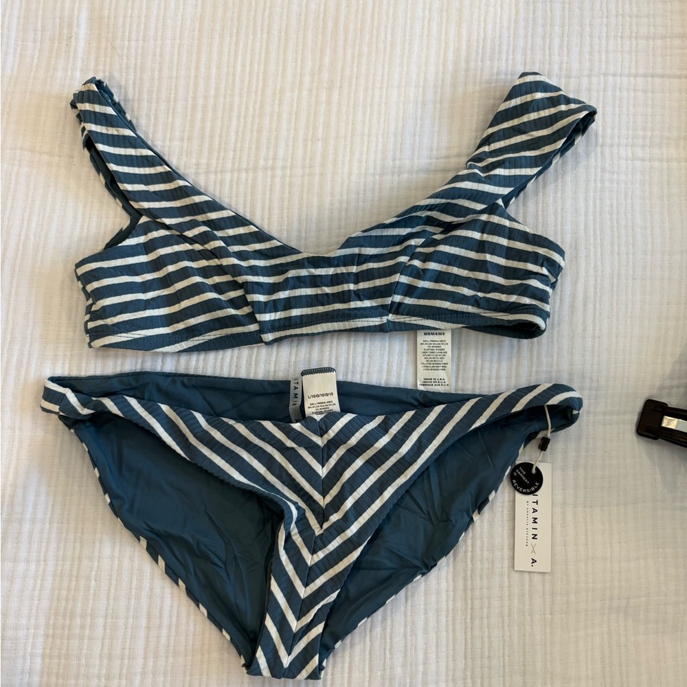 Striped Blue Bikini Set